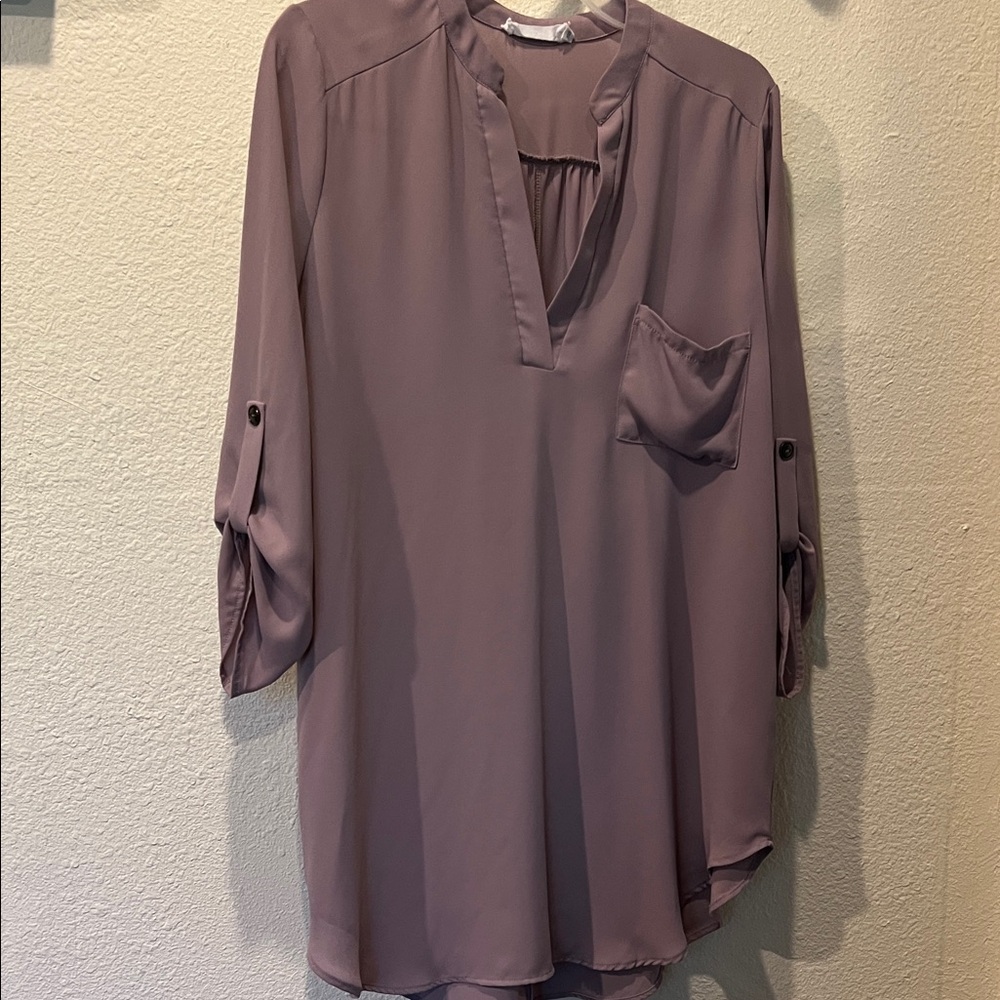All in Favor Mauve Blouse with Pocket